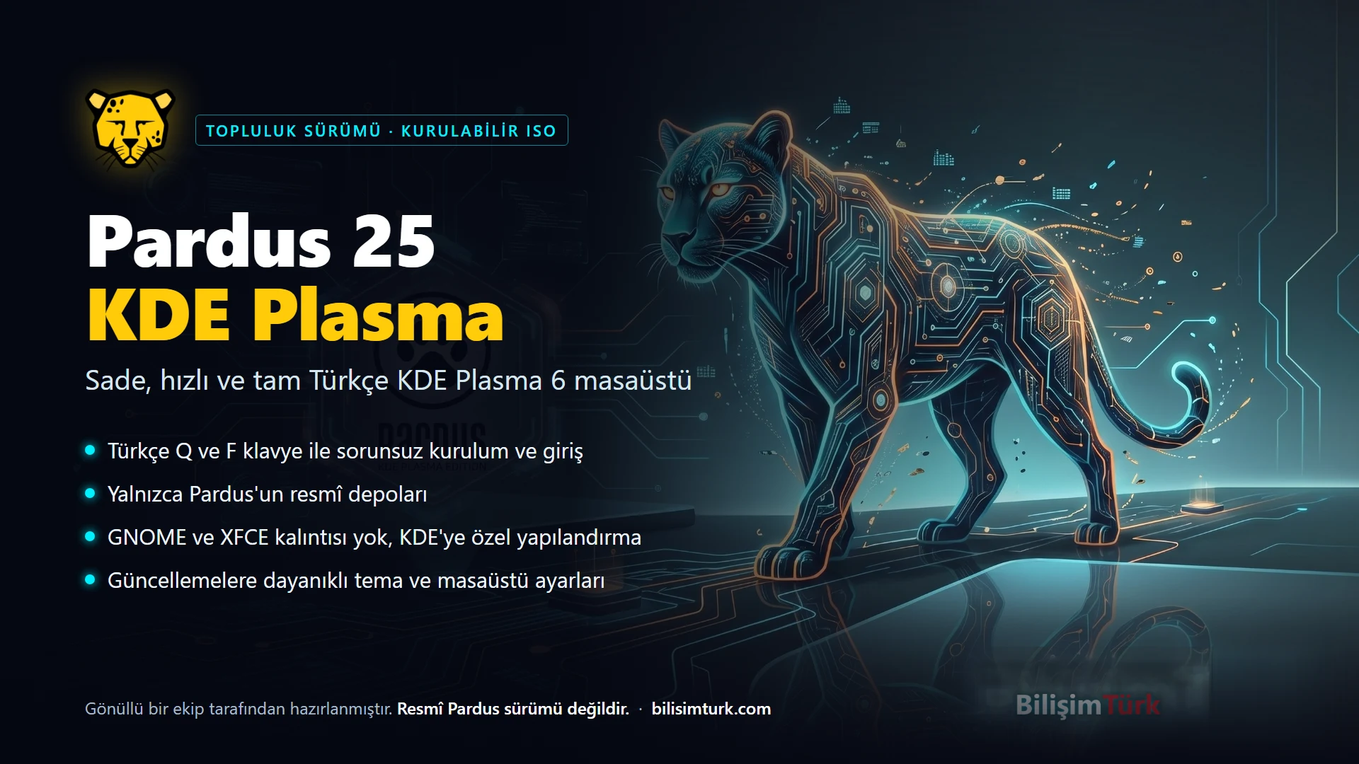 Pardus 25 KDE Plasma Kurulabilir iso BilişimTürk