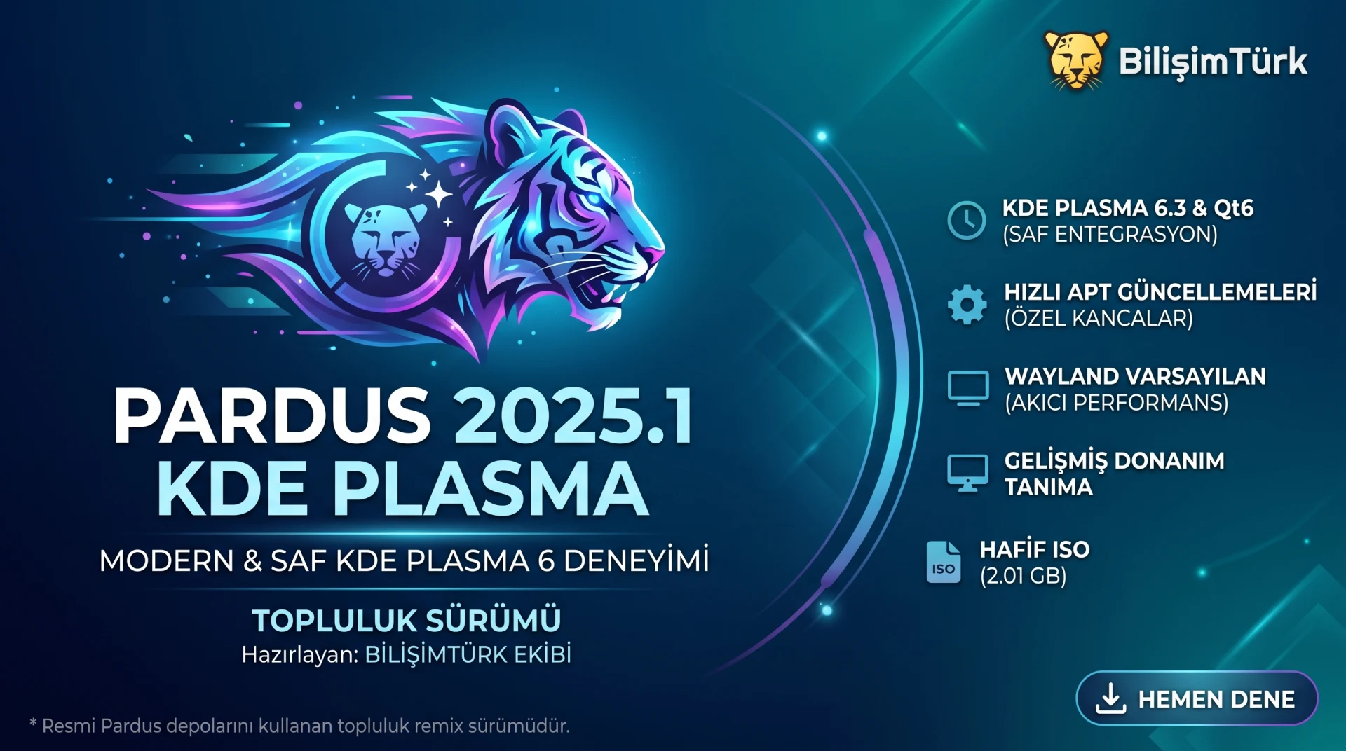 Pardus 25.1 KDE Plasma Kurulum imajı - Doğuştan KDE